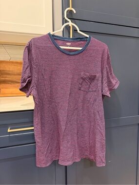 Old Navy Red and Blue Striped Short-Sleeve Pocket Tee